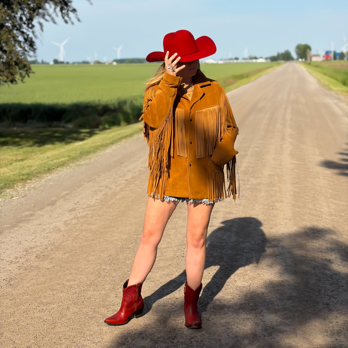 Vintage Schott NYC Western Fringe Suede Jacket USA Made Tobacco Brown Leather Coat Size 42 Cowboy Rodeo Boho Statement Piece