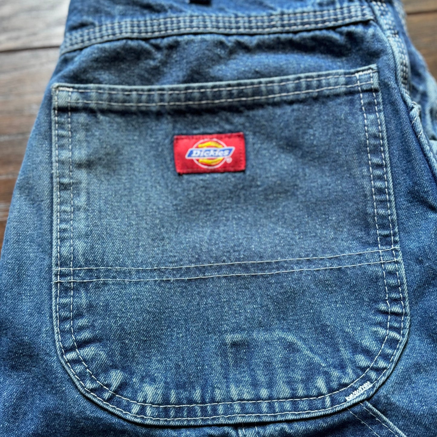 Vintage Dickies Carpenter Jeans 30x30.5 Blue Denim Workwear Utility Pants Y2K Hammer Loop Distressed Faded Men’s