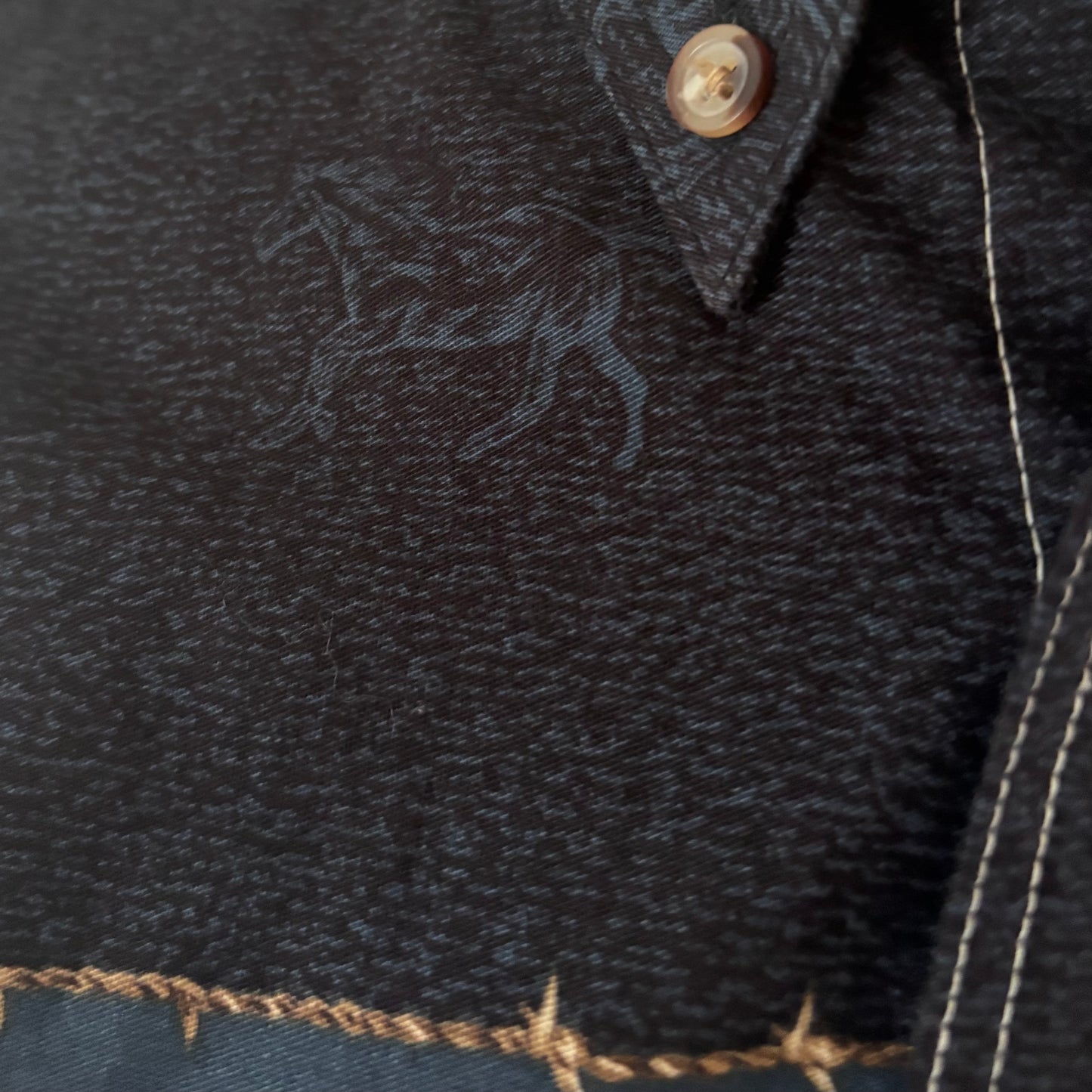 Vintage Bit & Bridle Rodeo Western Shirt Large | Bull Riding Cowboy Print Button Down | Made in Korea