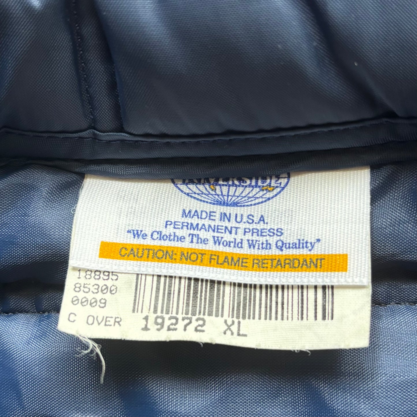 Vintage Puffer Vest with PTI Patch XL Made in USA Blue Quilted Workwear Puffer Vest
