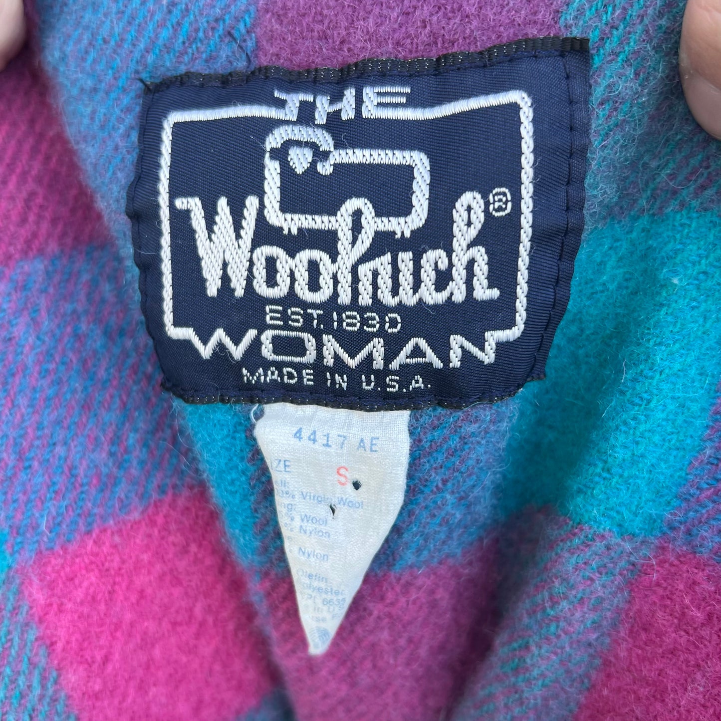 Vintage Woolrich Woman Wool Coat with Toggle Buttons and Plaid Lining | Made in USA
