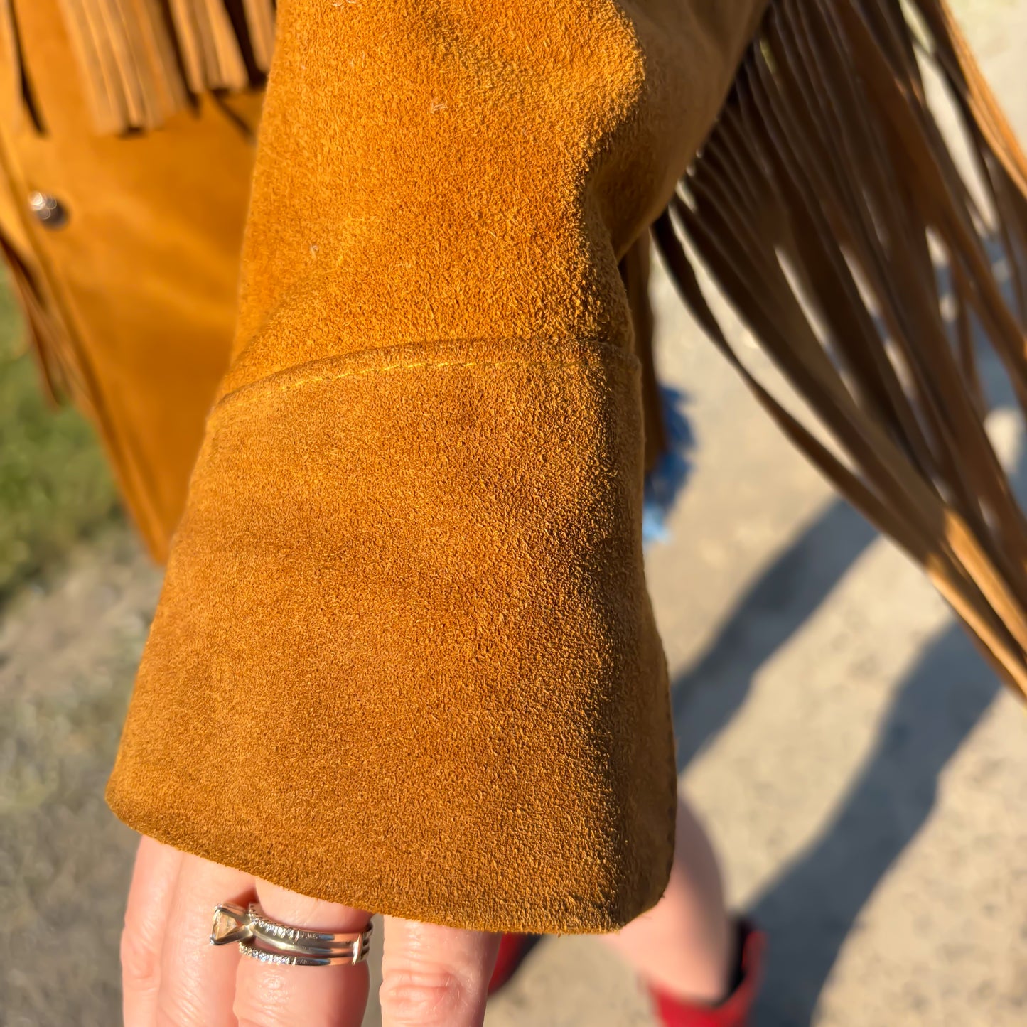 Vintage Schott NYC Western Fringe Suede Jacket USA Made Tobacco Brown Leather Coat Size 42 Cowboy Rodeo Boho Statement Piece