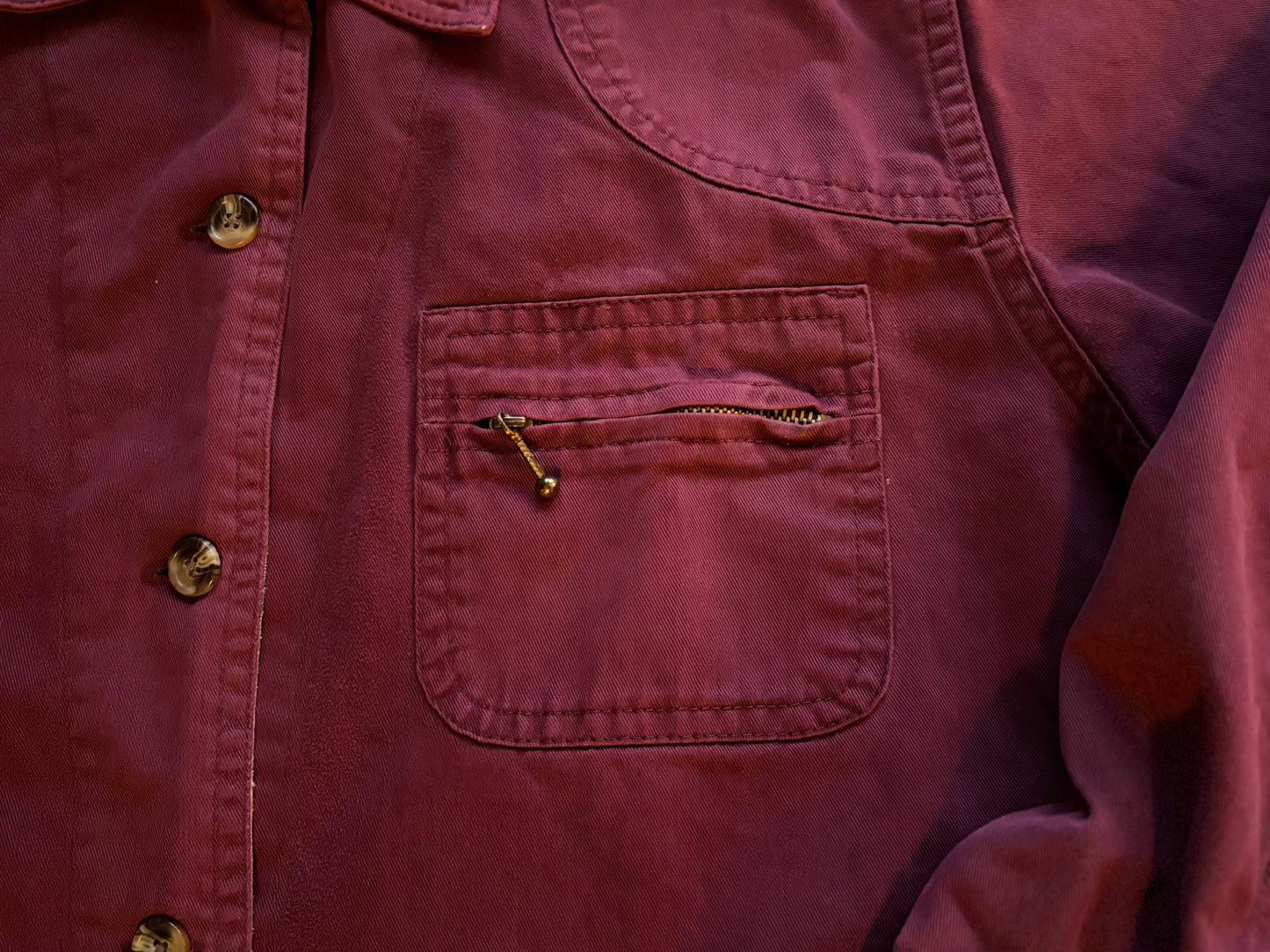 Vintage Cabin Creek Burgundy Chore Barn  Jacket | Plaid Trim Lined | Large