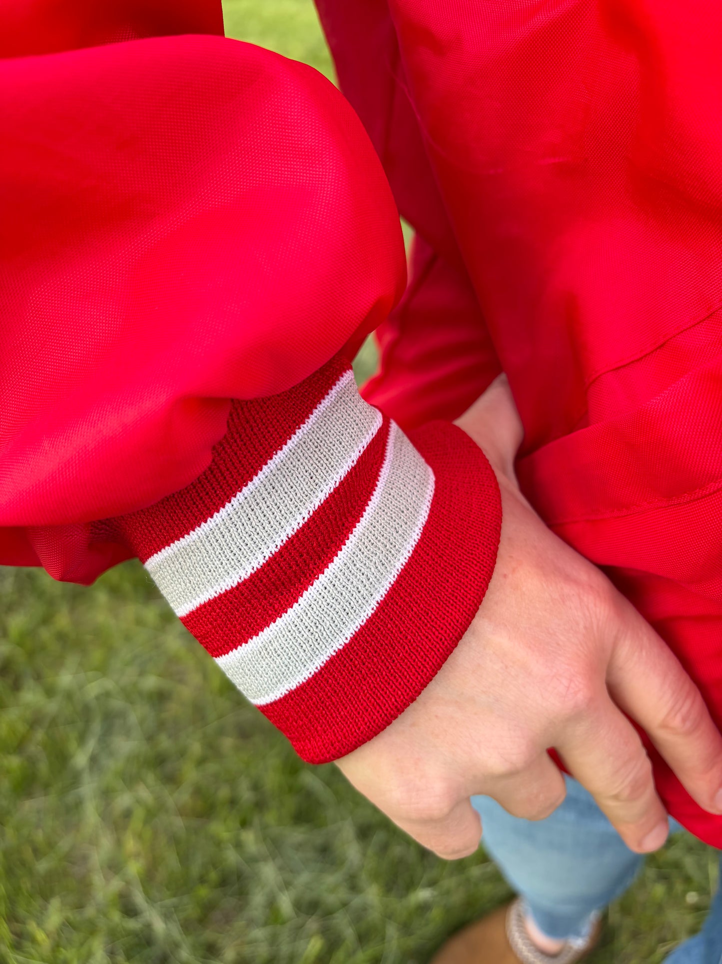 Vintage 80s Beck’s Farm Market Satin Jacket Red Holloway St Johns Michigan Americana Farm Country Snap Front