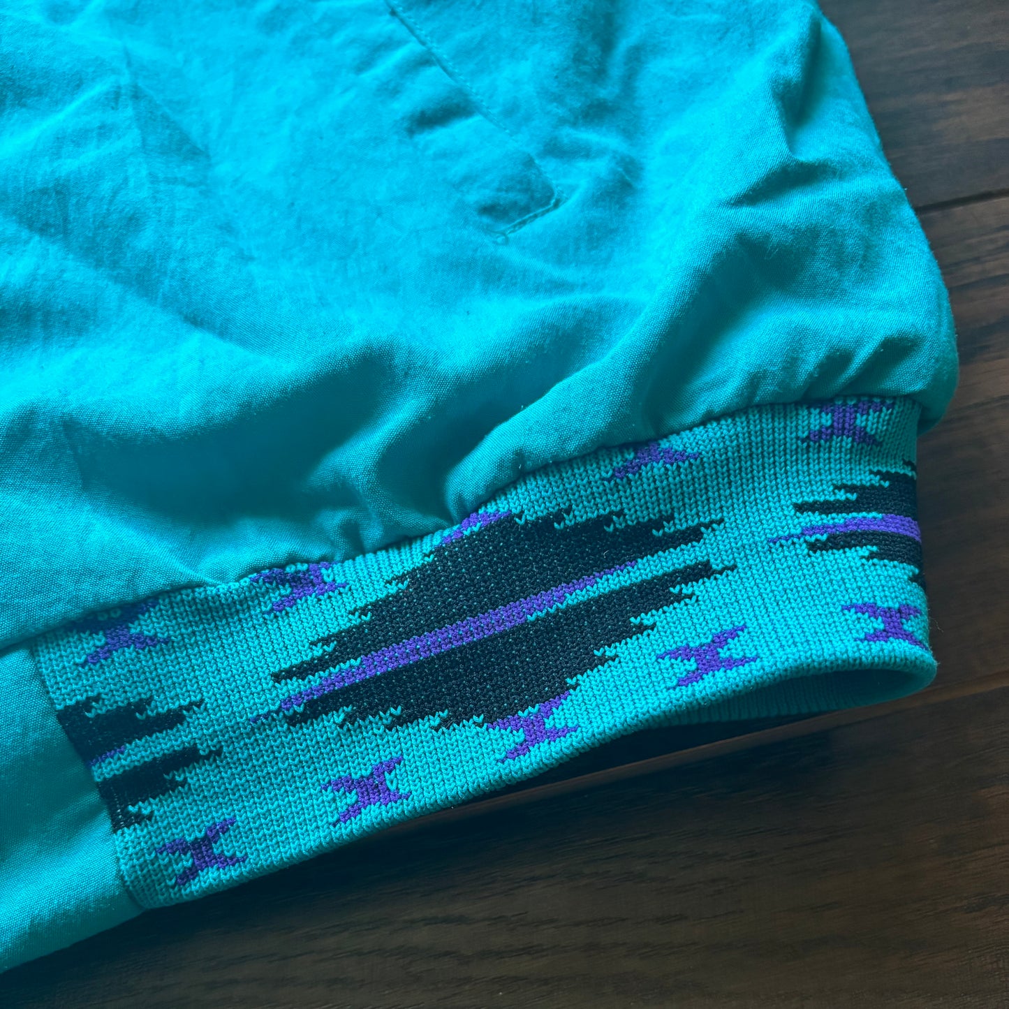 Vintage 90s Santa Fe Trail Southwestern Bomber Jacket XL Made USA Aztec Blanket Lined Teal Western Ranch Coat