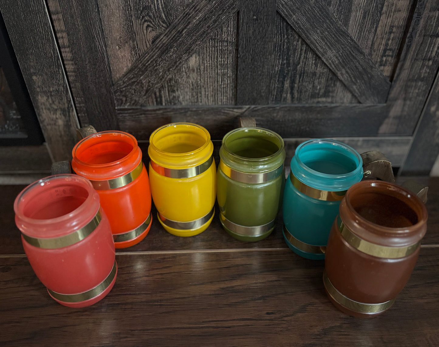 Vintage Siesta Ware Rainbow Glass Mugs Set of 6 | USA Frosted Glass Mugs | 1970s Retro Kitchen Barware