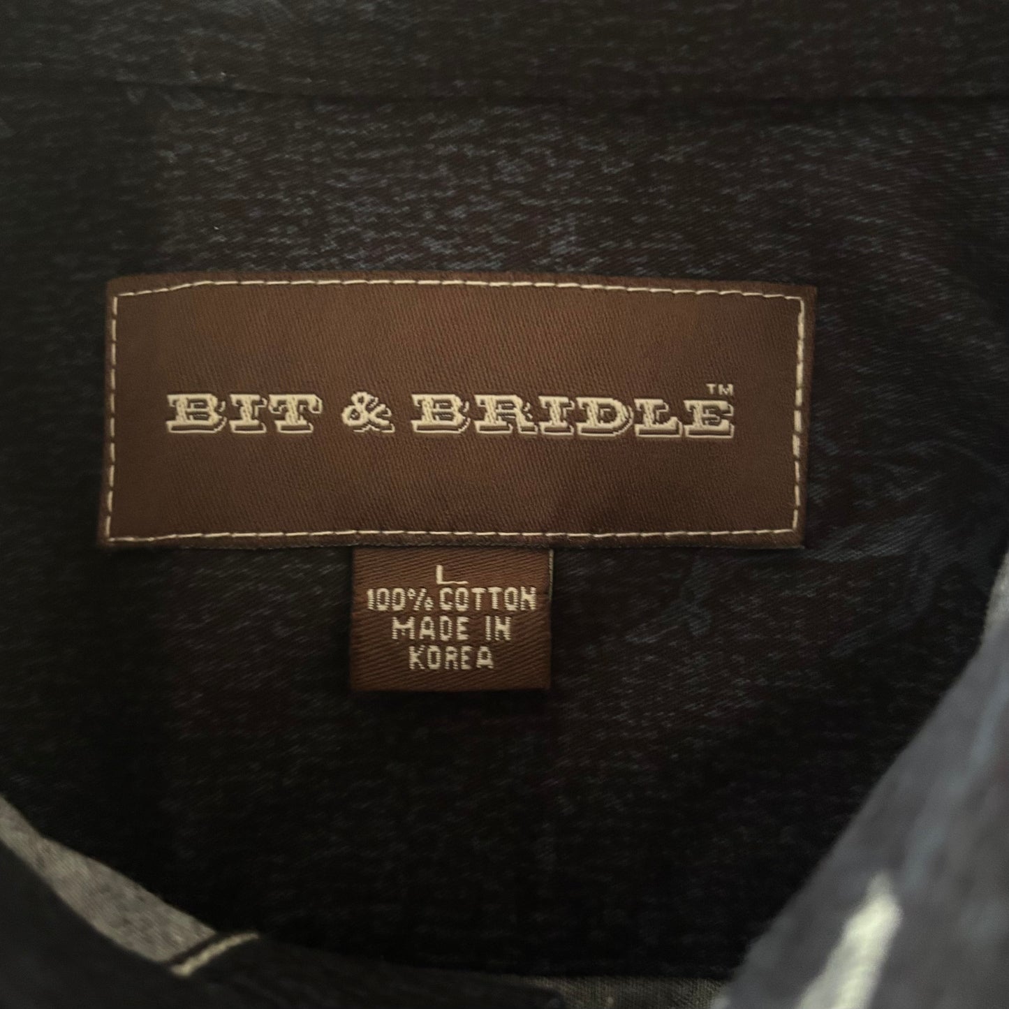 Vintage Bit & Bridle Rodeo Western Shirt Large | Bull Riding Cowboy Print Button Down | Made in Korea