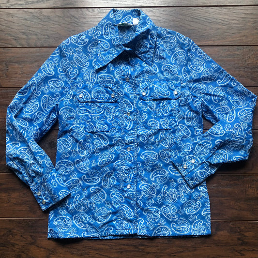 Vintage Western Women’s Pacific Trail 100% Nylon Paisley Print Windbreaker Jacket with Snap Buttons | Made in Korea