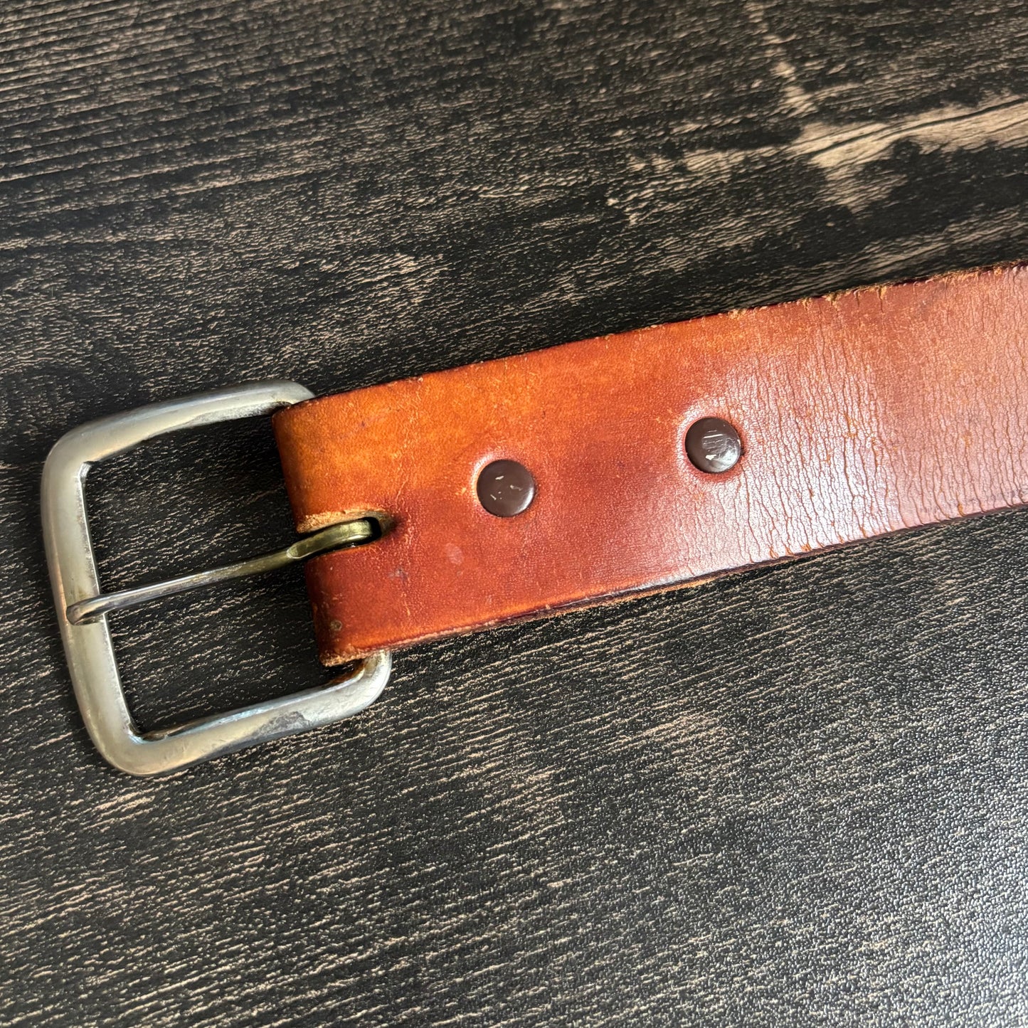 Vintage John Deere Leather Belt | Embossed Deer Logo Workwear Belt | 1980s Farm Ranch Western Americana Brown Leather Belt