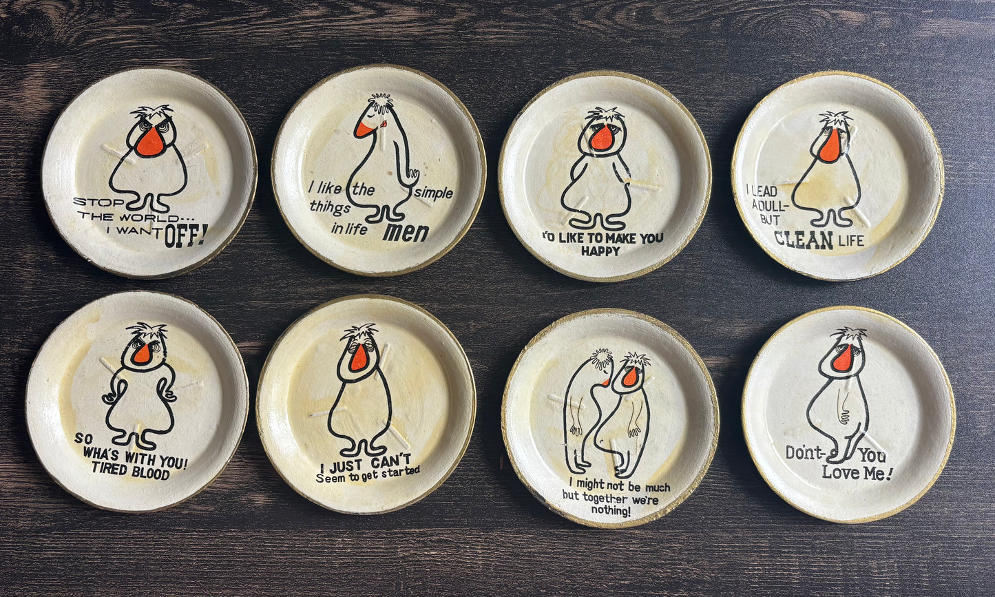 Vintage 1960s Japanese “Alcohol Proof” Novelty Coaster Set of 8 with Original Box | Mid Century Modern Barware | Made in Japan