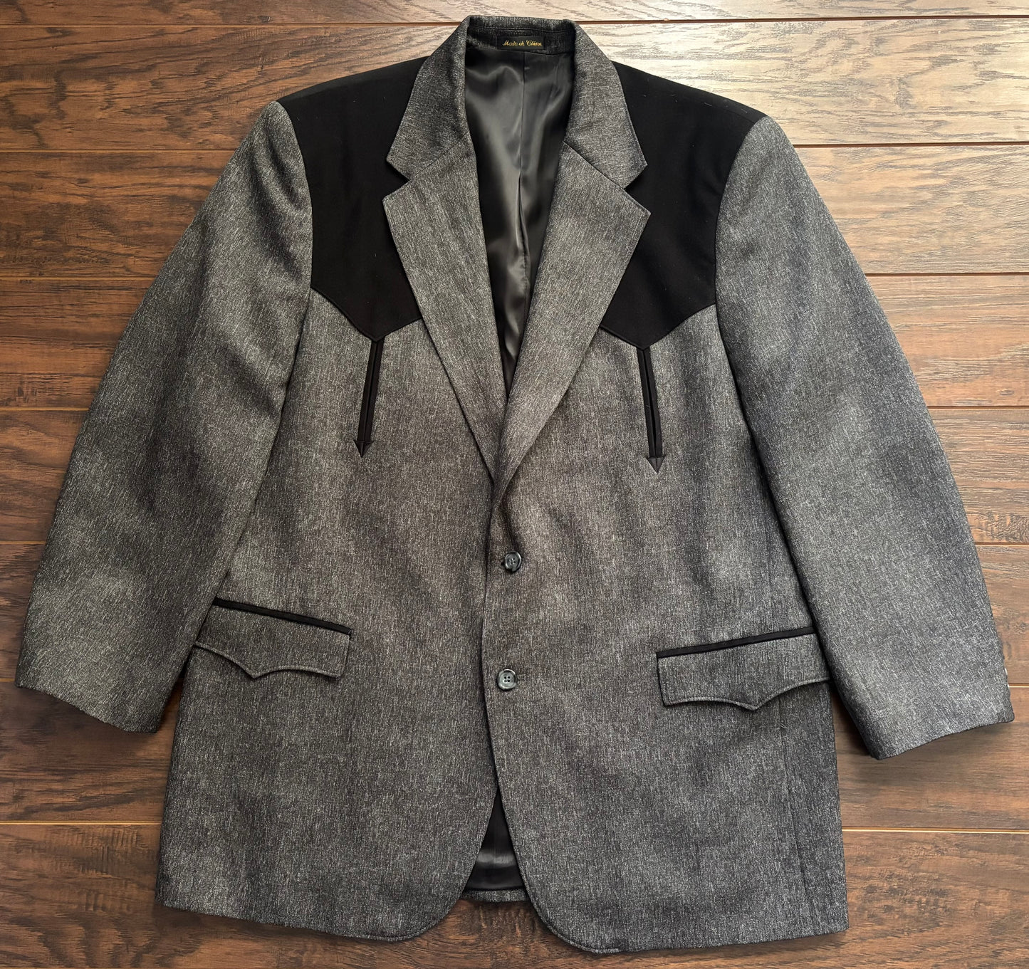 Vintage Western Men’s Circle S Blazer Sport Coat Gray & Black Yoke Jacket Men’s 48L