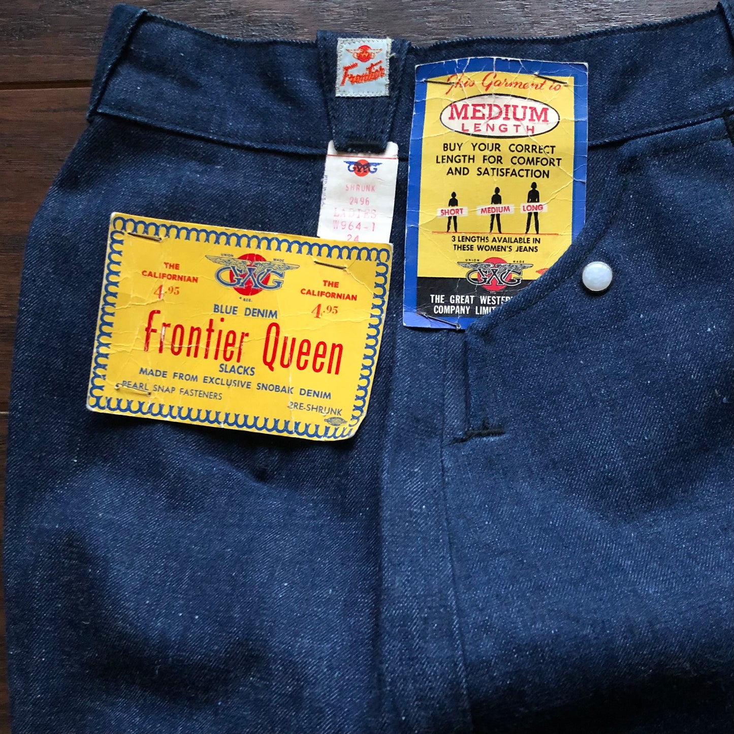 50’s Deadstock Women’s Great Western Garment Company Frontier Queen Snobak Denim with Pearl Snaps | Made in Edmonton, Canada-RARE!!