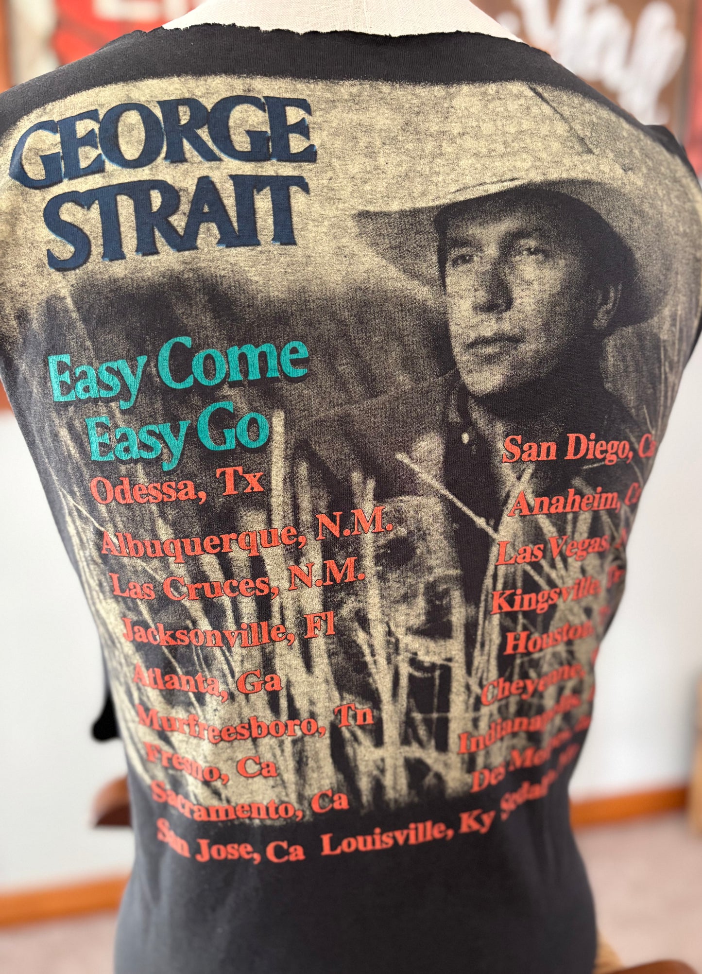 Vintage 1994 George Strait “Easy Come Easy Go” Distressed Country Concert Tank Top