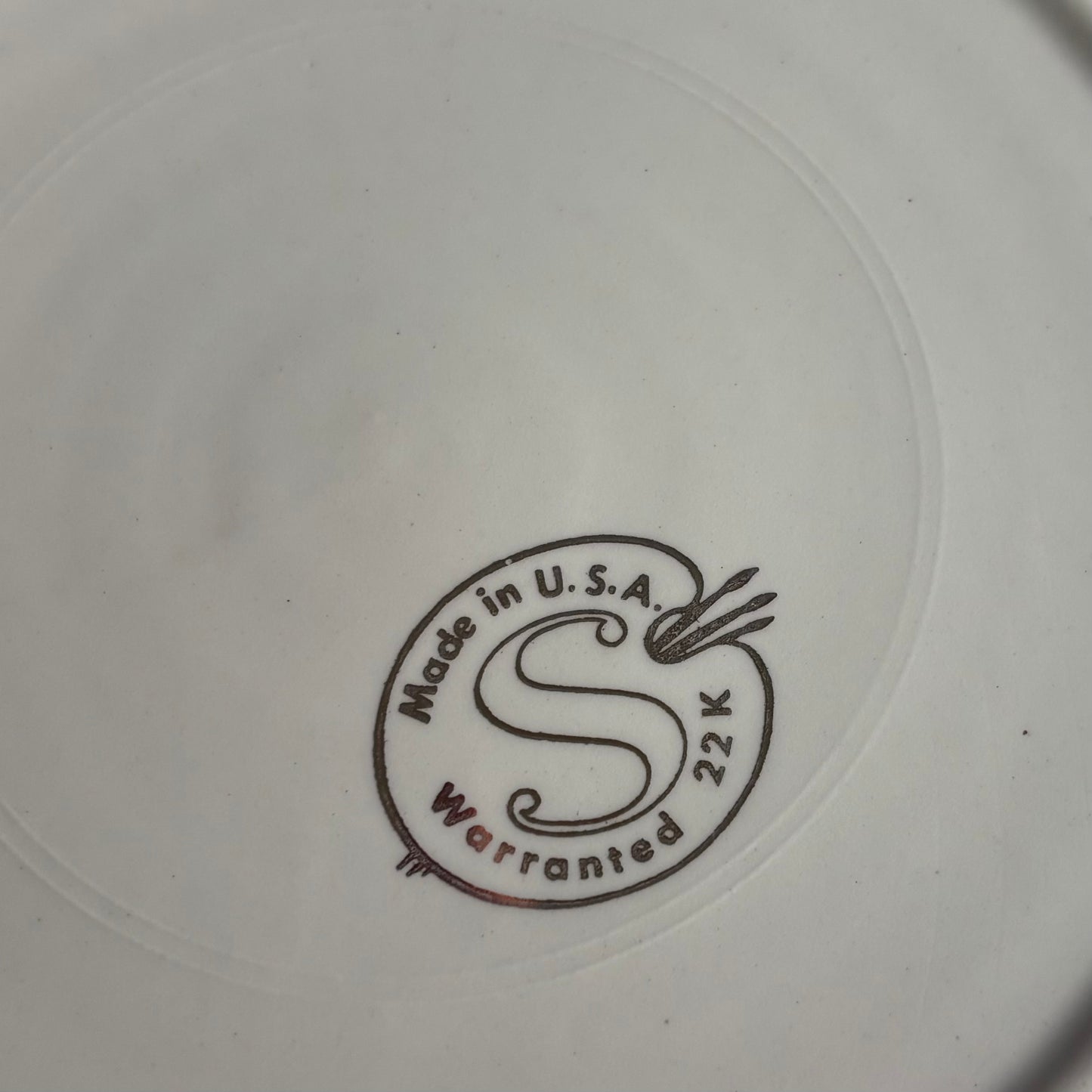 Vintage Michigan Souvenir Plate | Sebring Pottery 22K Gold Trim | Mackinac Bridge Detroit Skyline Greenfield Village | Mid Century