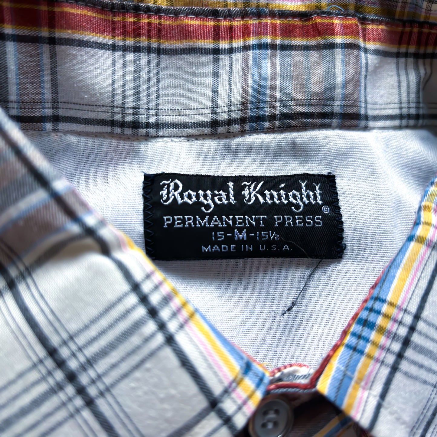 Vintage Western Men’s Royal Knight Shirt with Plaid Yokes and Smile Pockets | Made in USA