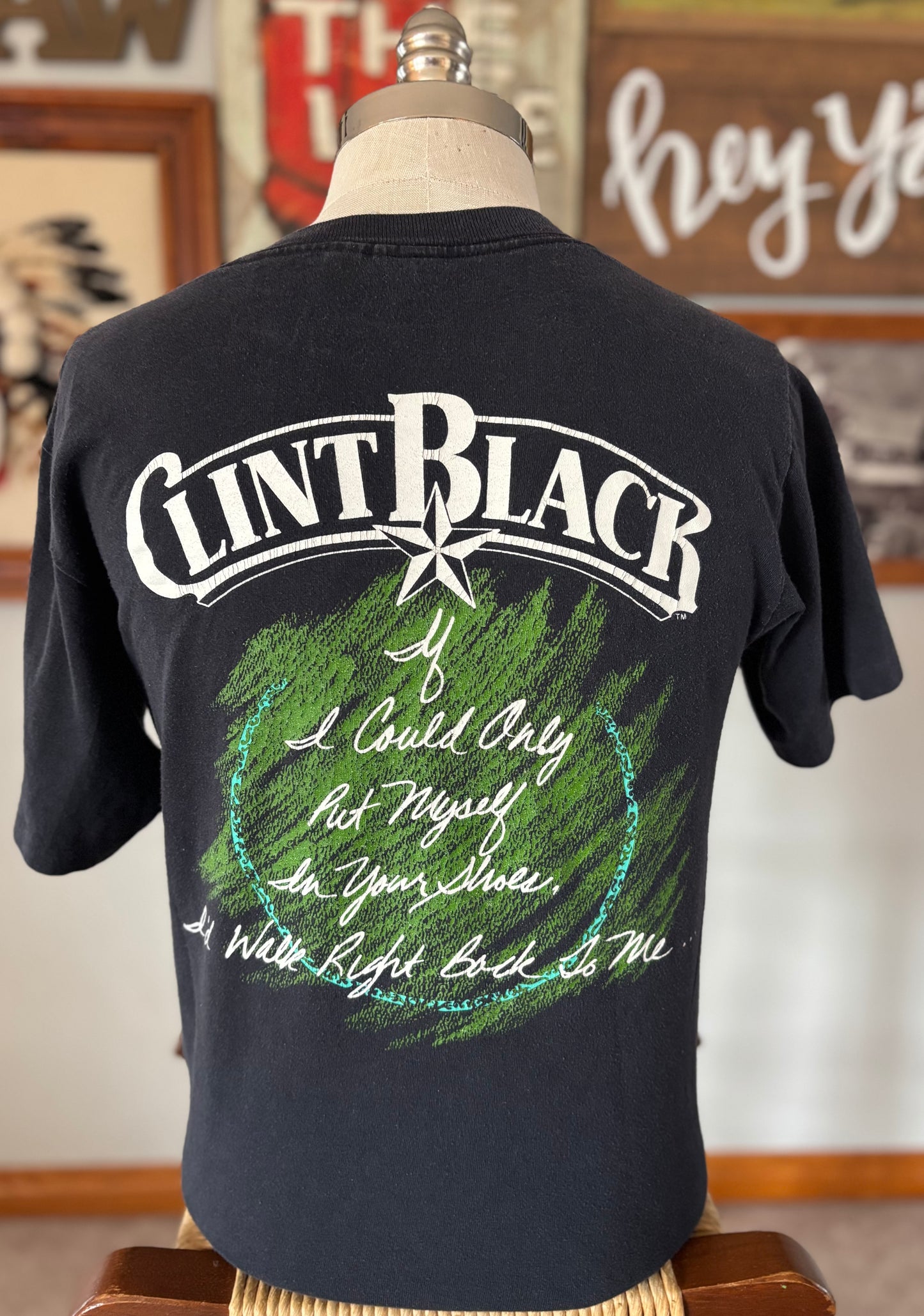 Vintage 1990 Clint Black “Put Yourself in My Shoes” Country Concert T-Shirt USA Made Medium