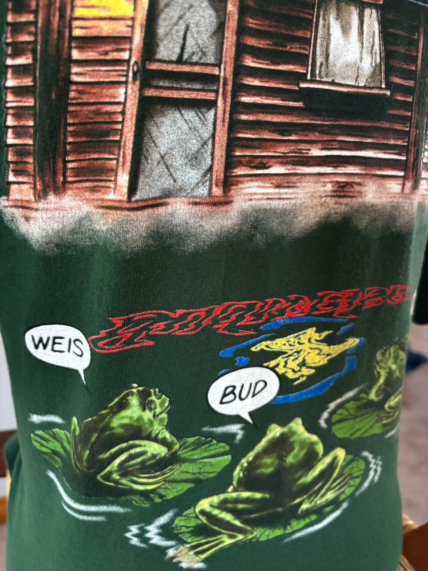 Vintage 90s Budweiser Frogs T-Shirt XL Made in USA Tee Jays Forest Green Beer Promo Graphic Tee Single Stitch Style