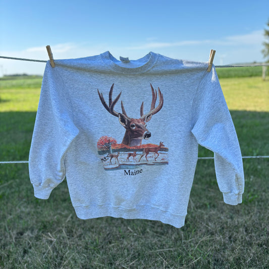 90’s Vintage Maine Deer Crewneck Sweatshirt | Fruit of the Loom BEST