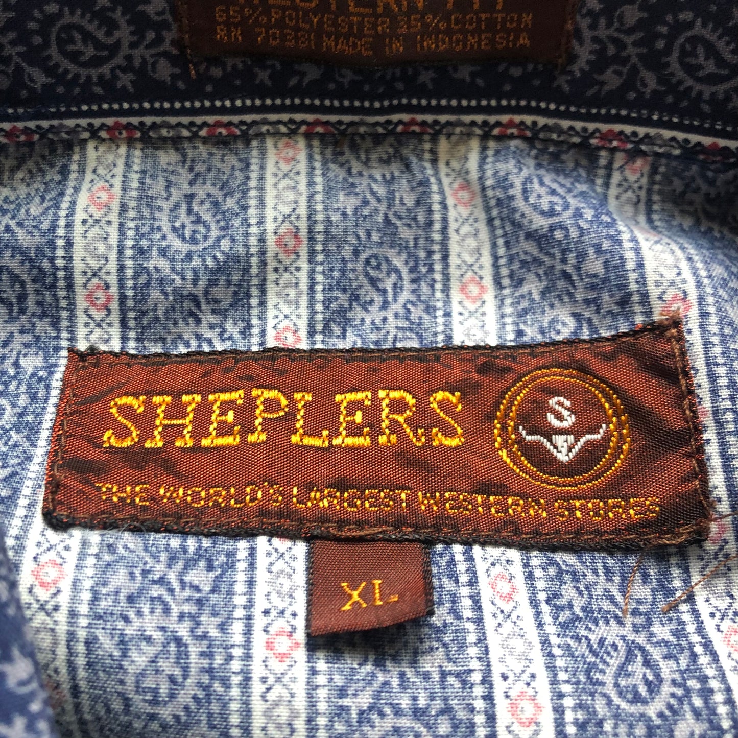 Vintage Western Men’s Sheplers Paisley Print  Shirt with Snap Buttons