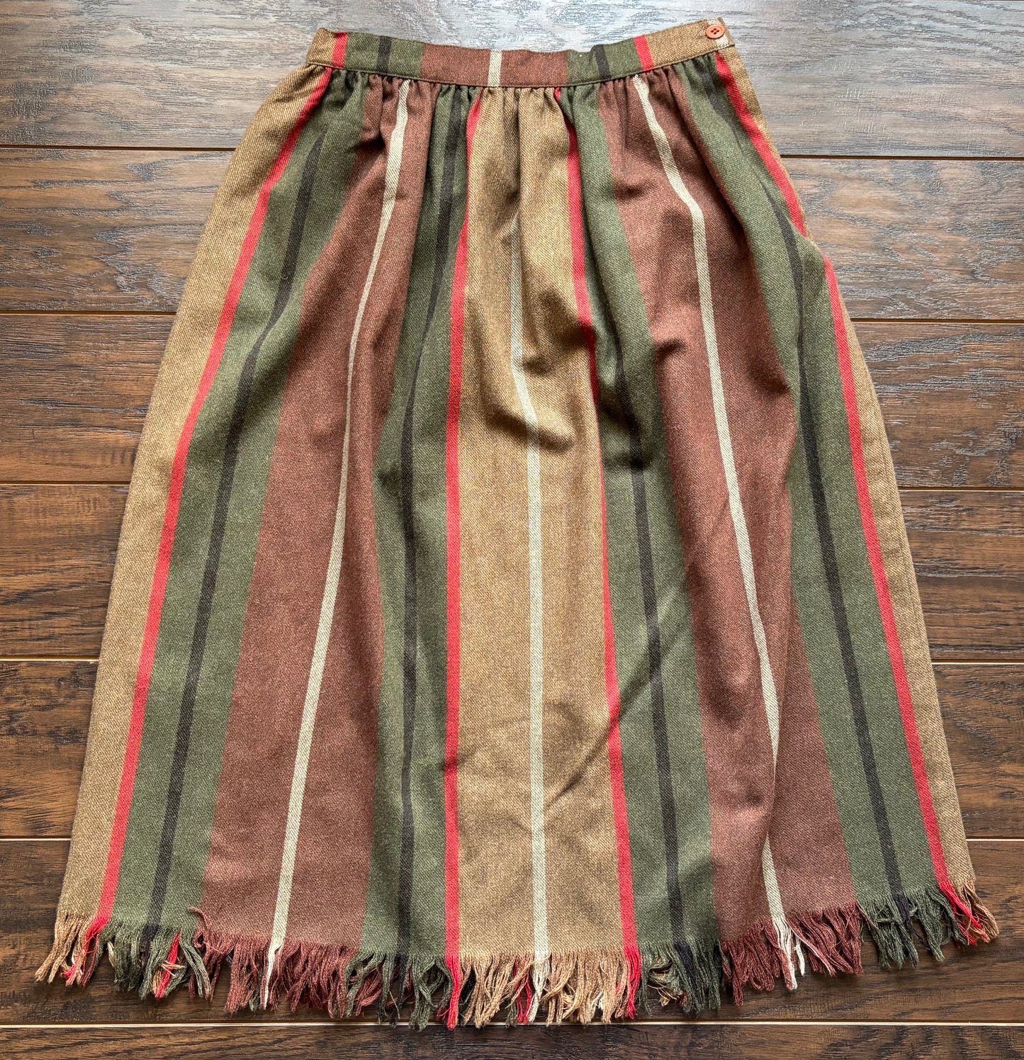 Vintage Western Women’s Striped Skirt with Fringe | Dry Clean Only