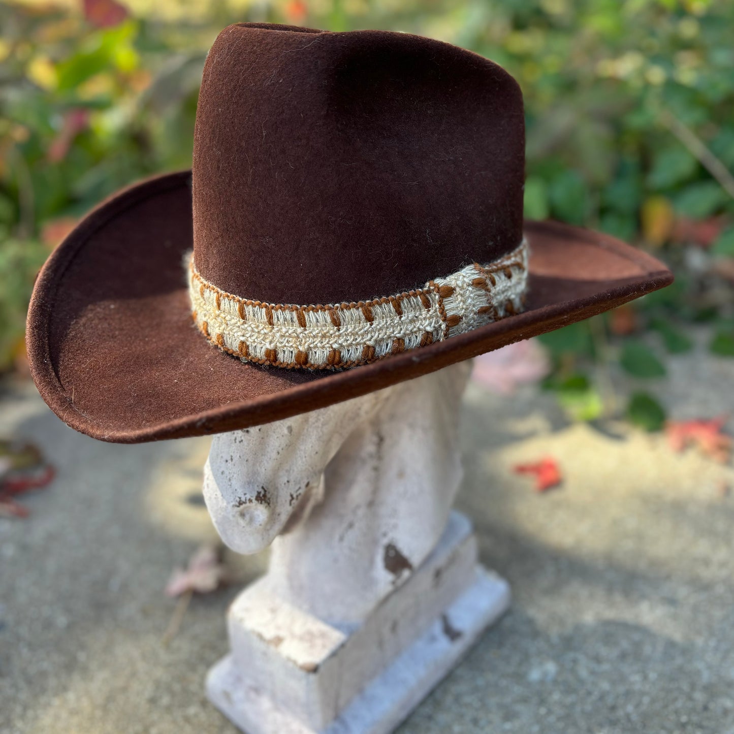 Vintage Western 100% Wool Cowboy Hat with Hatband and Feathers