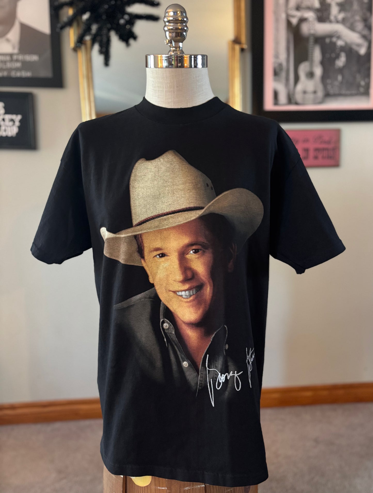 Vintage 1996 George Strait Blue Clear Sky Tour T-Shirt Large Lee Made in USA Country Music Concert Tee