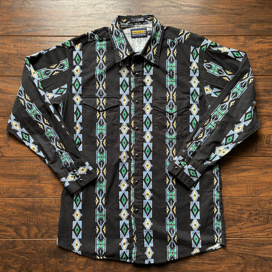 Vintage Western Men’s Panhandle Slim Aztec Print Shirt | Made in Korea
