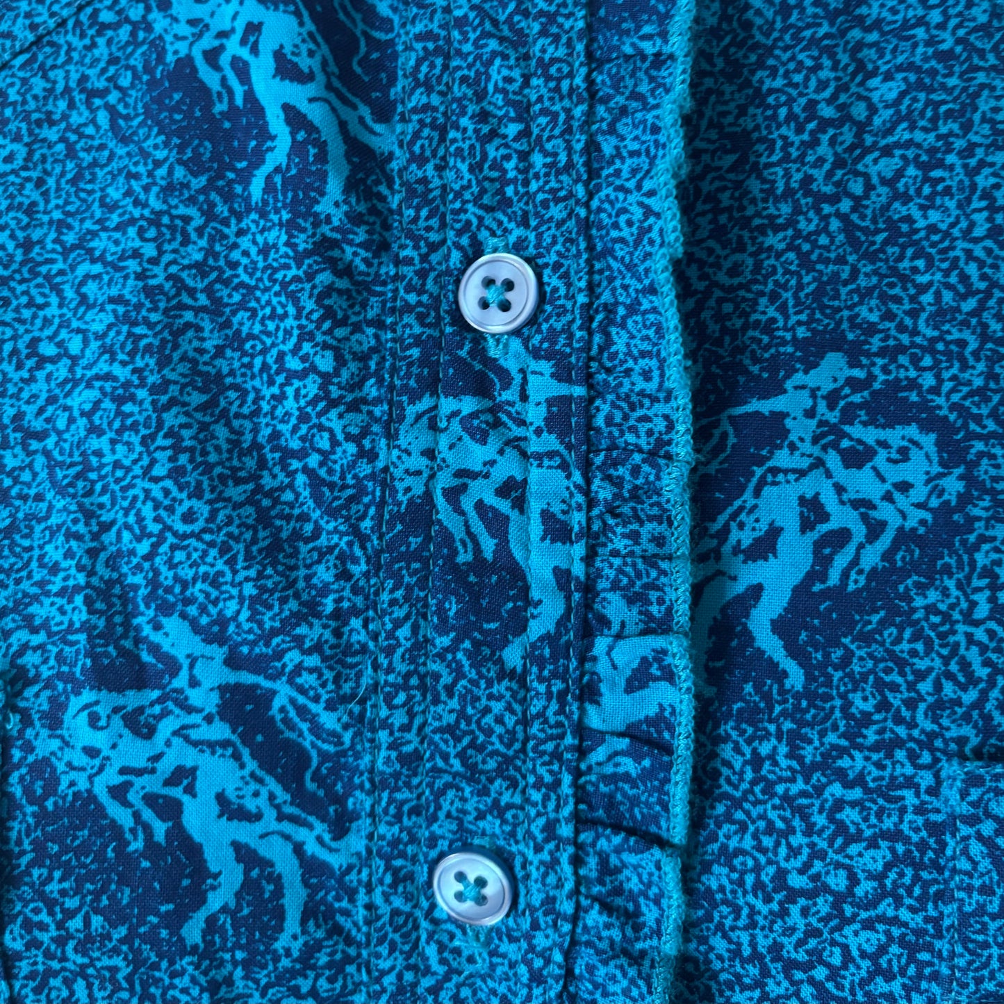 Vintage Wrangler Blues Western Shirt NWT | Turquoise Horse Print Button Up | Women’s Cotton Cowgirl Shirt | Deadstock Rodeo Top