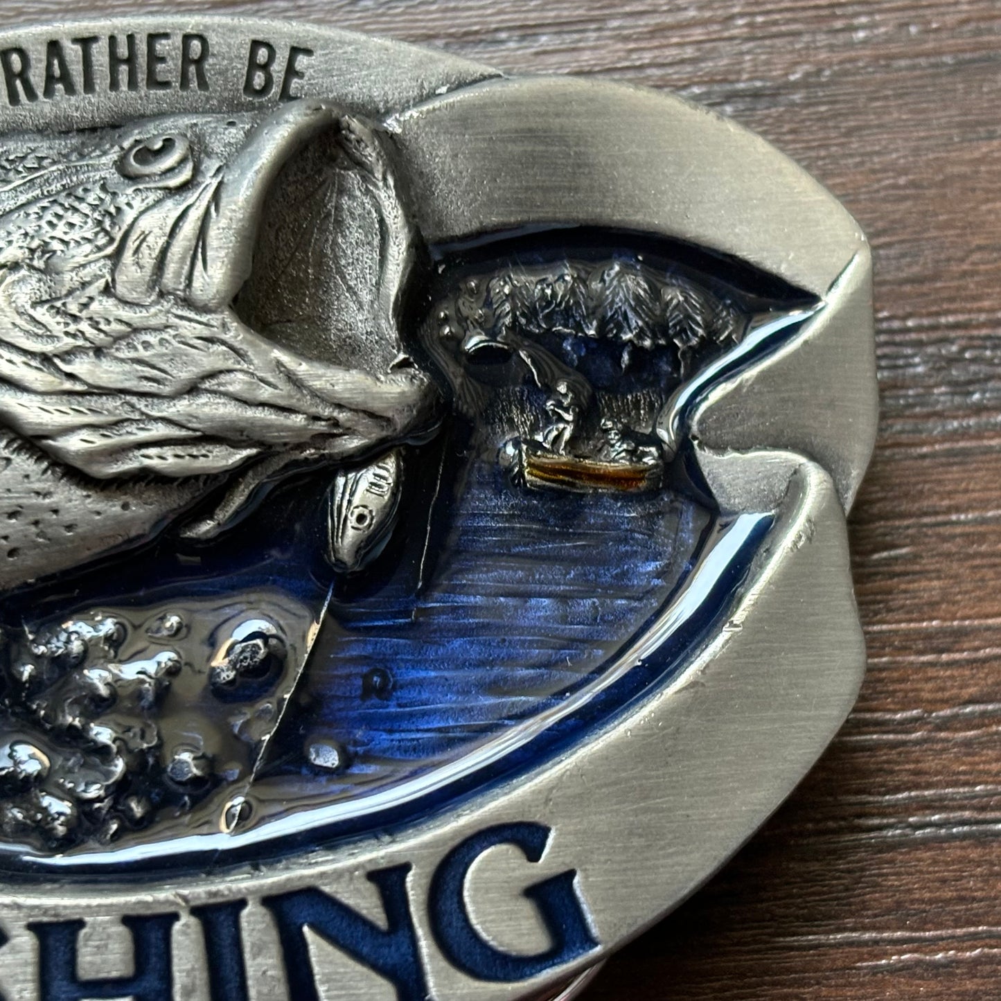 Vintage I’d Rather Be Fishing Buckles of America Masterpiece Collection Pewter Belt Buckle