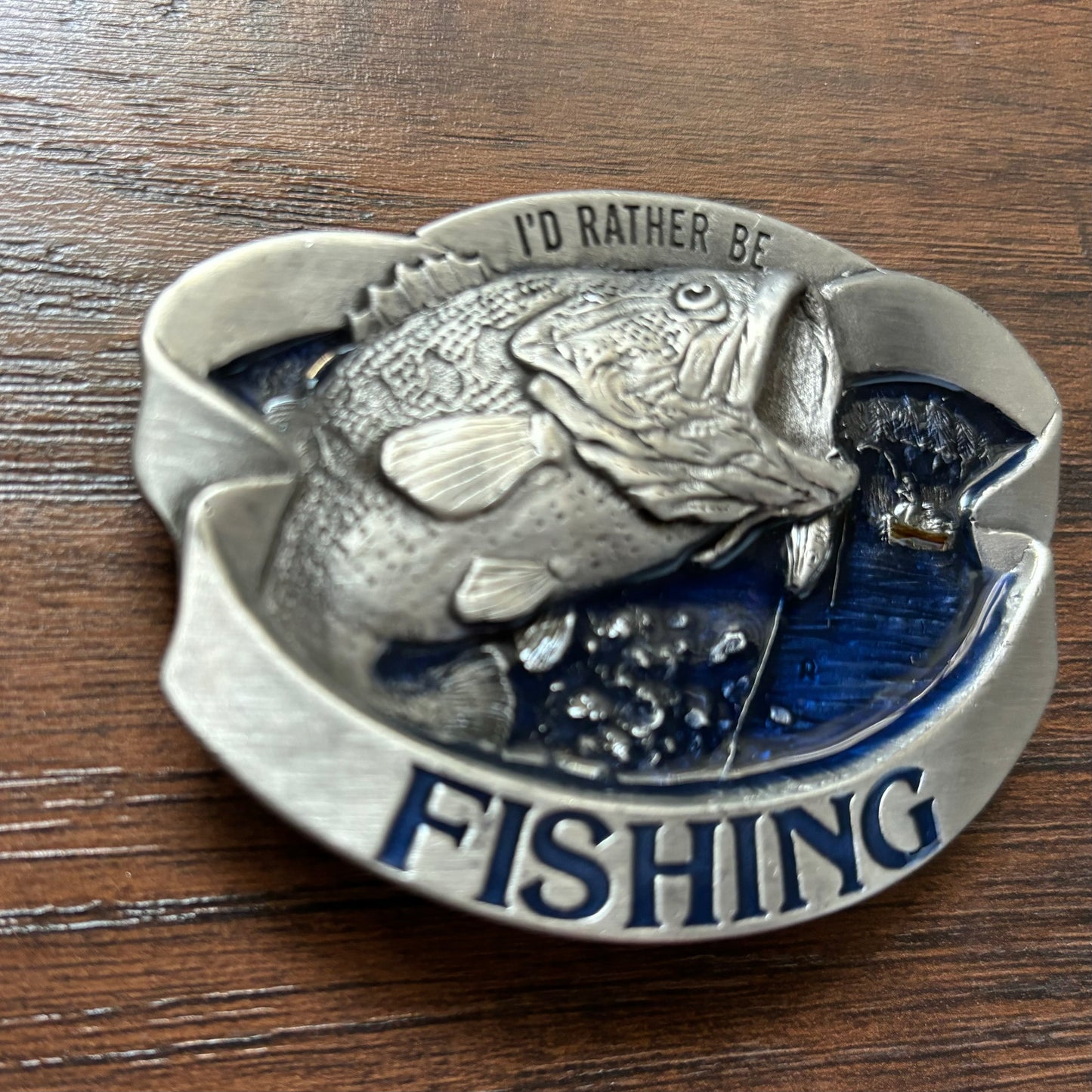 Vintage I’d Rather Be Fishing Buckles of America Masterpiece Collection Pewter Belt Buckle