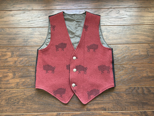 Vintage Western  Men’s Wool Vest with Bison