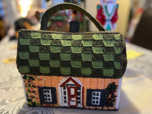 70’s Needlepoint Canvas House Purse | RARE