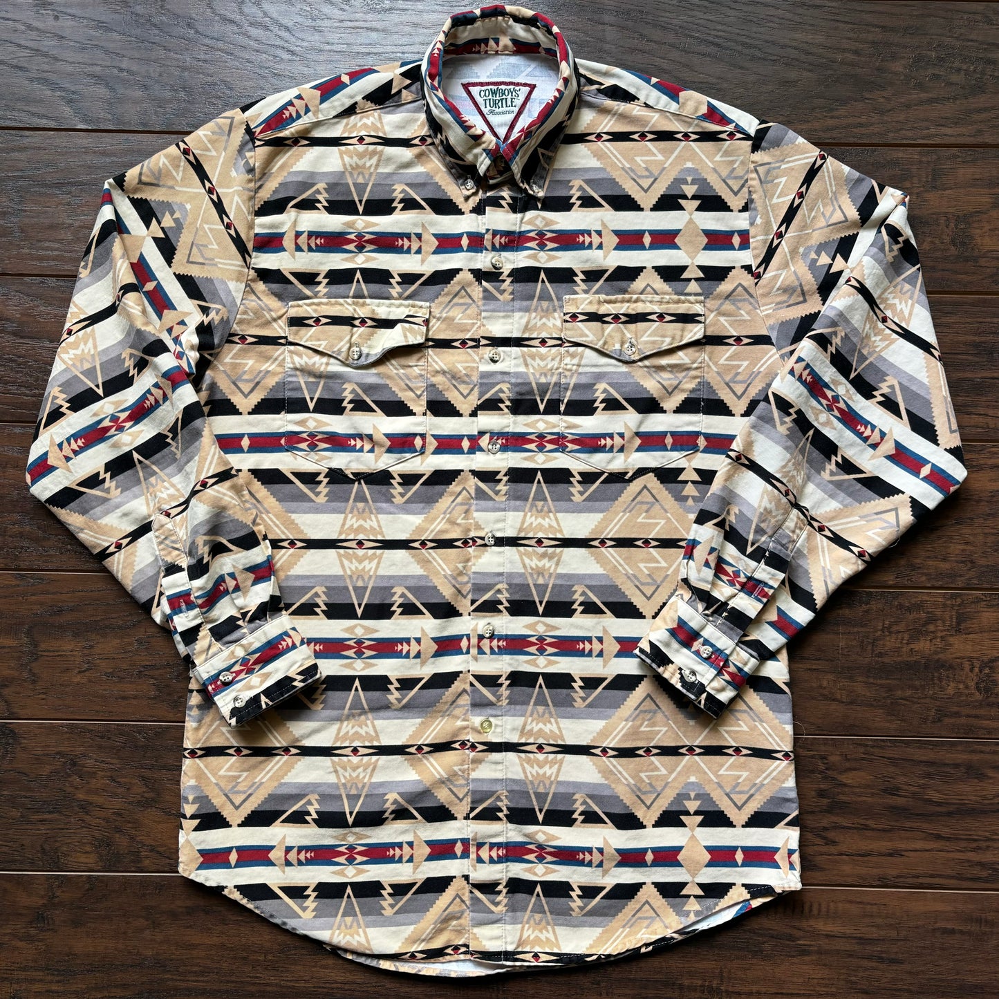 80's Vintage Western Men’s Cowboys’ Turtle Association Aztec Print Shirt