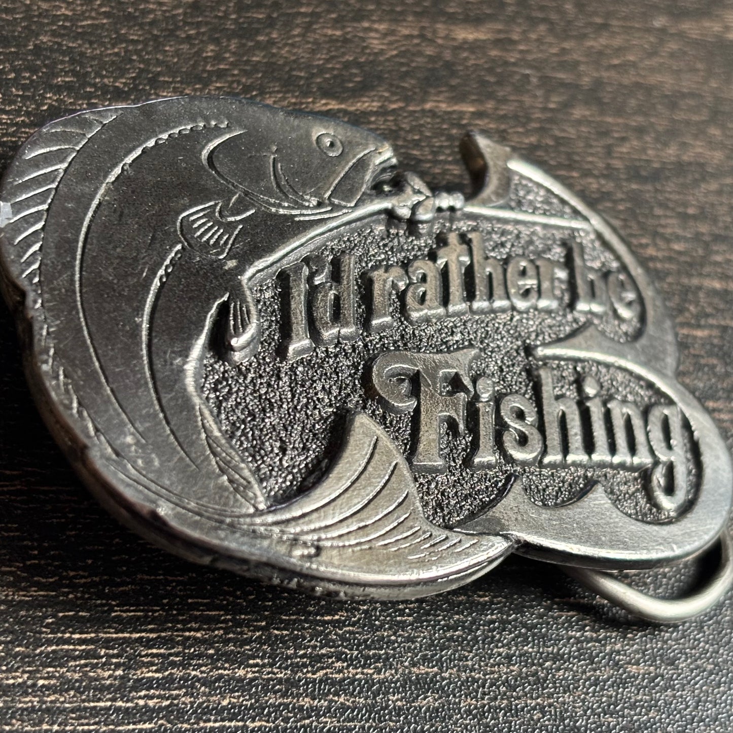 Vintage 1978 I’d Rather Be Fishing Belt Buckle | Great American Buckle Co | Made in USA