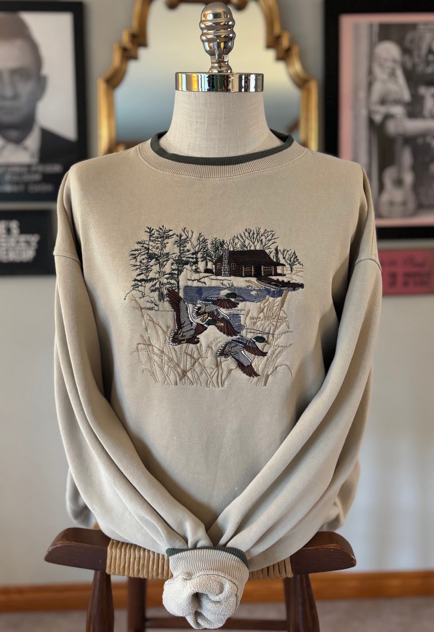 Vintage 90s CB Sport Mallard Duck Sweatshirt XL Embroidered Cabin Hunting Outdoors Croft & Barrow Crewneck