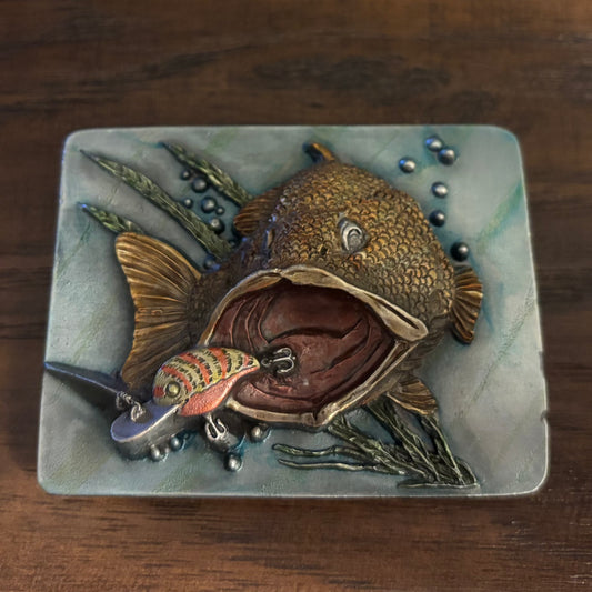 1994 Vintage Bergamot 3D Fish with Lure Belt Buckle | Made in USA