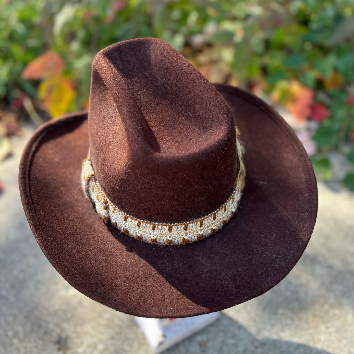 Vintage Western 100% Wool Cowboy Hat with Hatband and Feathers