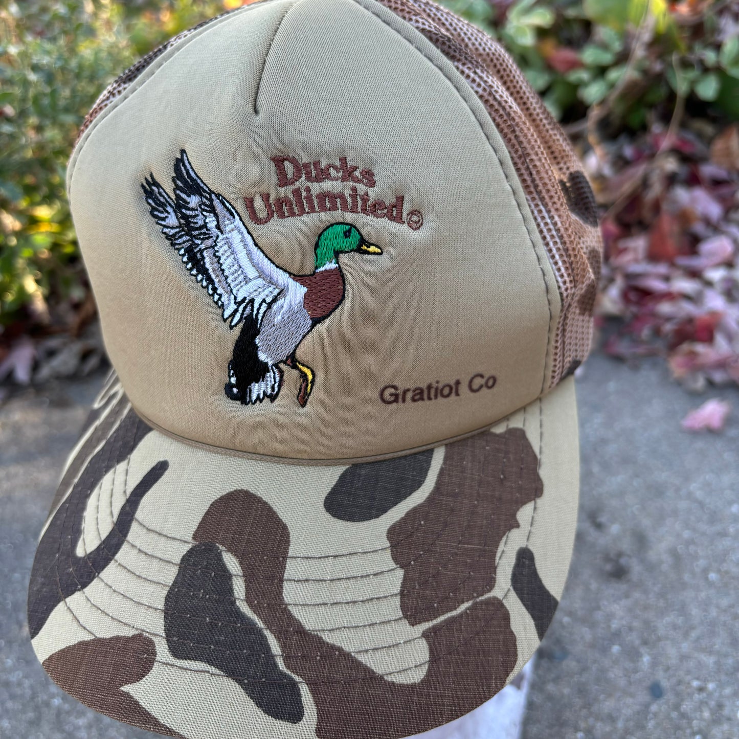 80’s Vintage Camouflage Ducks Unlimited Gratiot Co. Mesh Snapback Hat