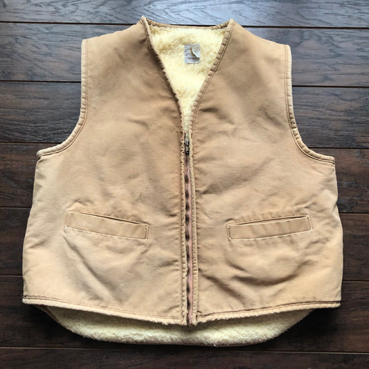 Vintage Carhartt Duck Canvas Hunting Vest with Sherpa Lining | Made in USA