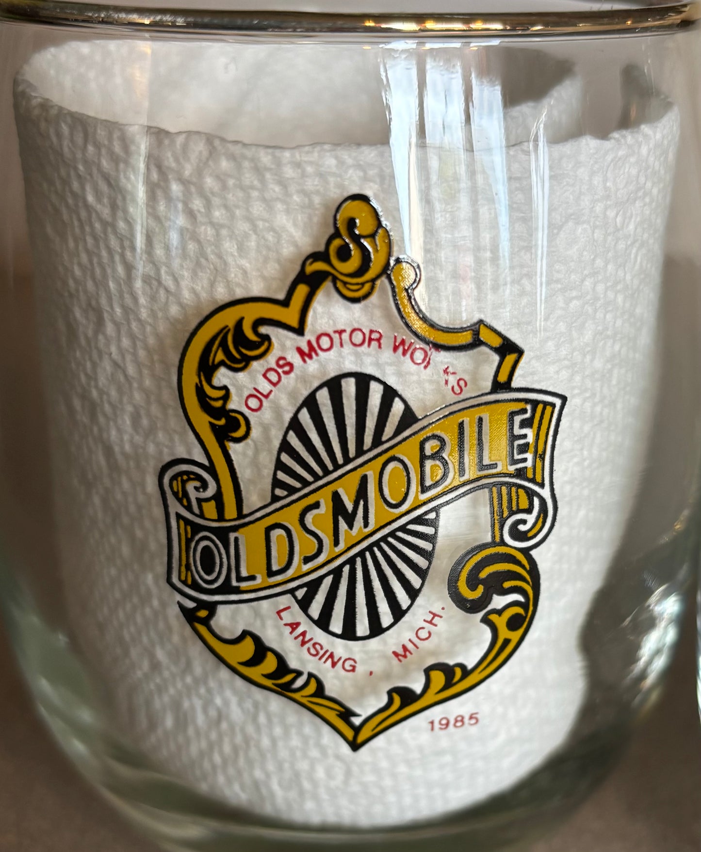 Vintage 1985 Oldsmobile Rocks Glasses Set of 3 | Lansing Michigan GM Barware | Retro Lowball Tumblers | Olds Motor Works Collectible