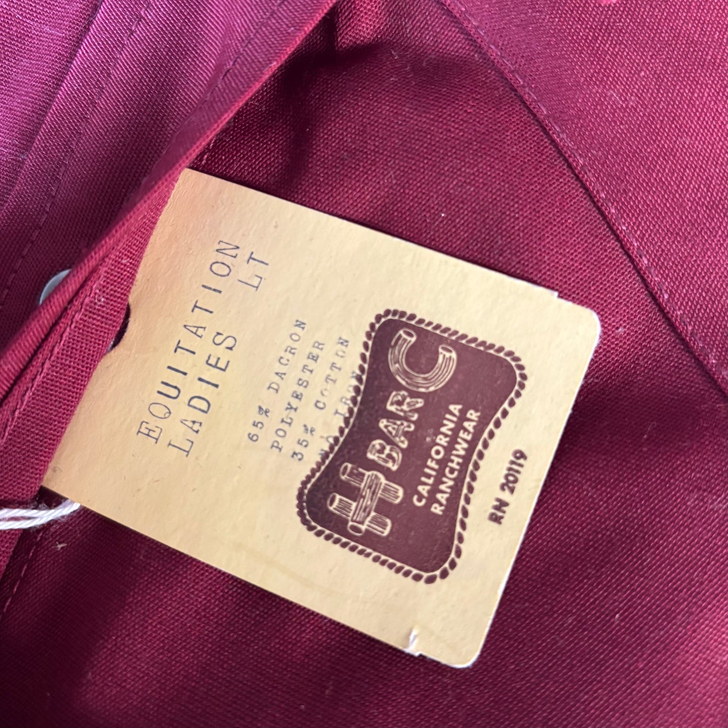 1960s H Bar C Western Shirt NOS Ladies Permanent Press Shirt 60s 70s Burgundy Western Blouse Deadstock California Ranchwear