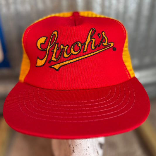 80’s Vintage Stroh’s Beer Snapback Trucker Hat | Made in USA