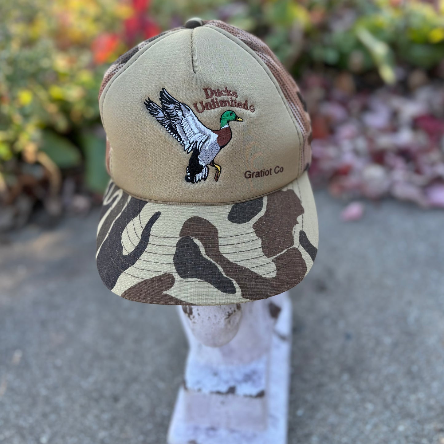 80’s Vintage Camouflage Ducks Unlimited Gratiot Co. Mesh Snapback Hat