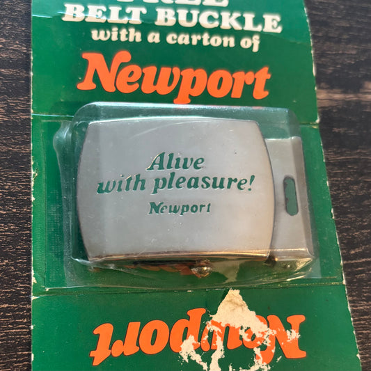 Vintage 1985 Newport Cigarettes Belt Buckle Sealed on Original Card | Lorillard Tobacco Advertising Promo | Smoking Collectible