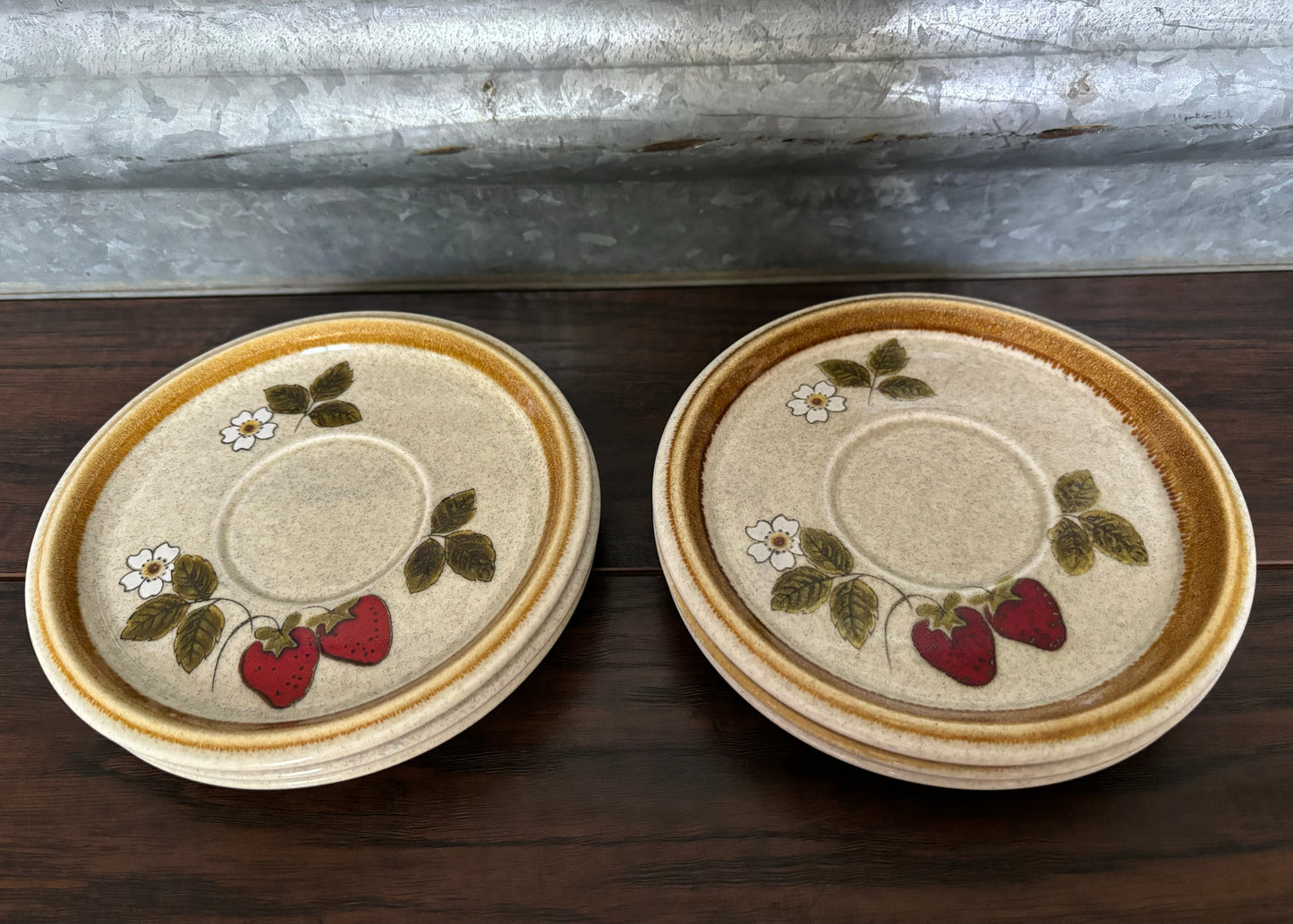 70’s Vintage Mikasa Stone Manor Luscious Strawberry F5809 Saucers Set of 6| Made in Japan