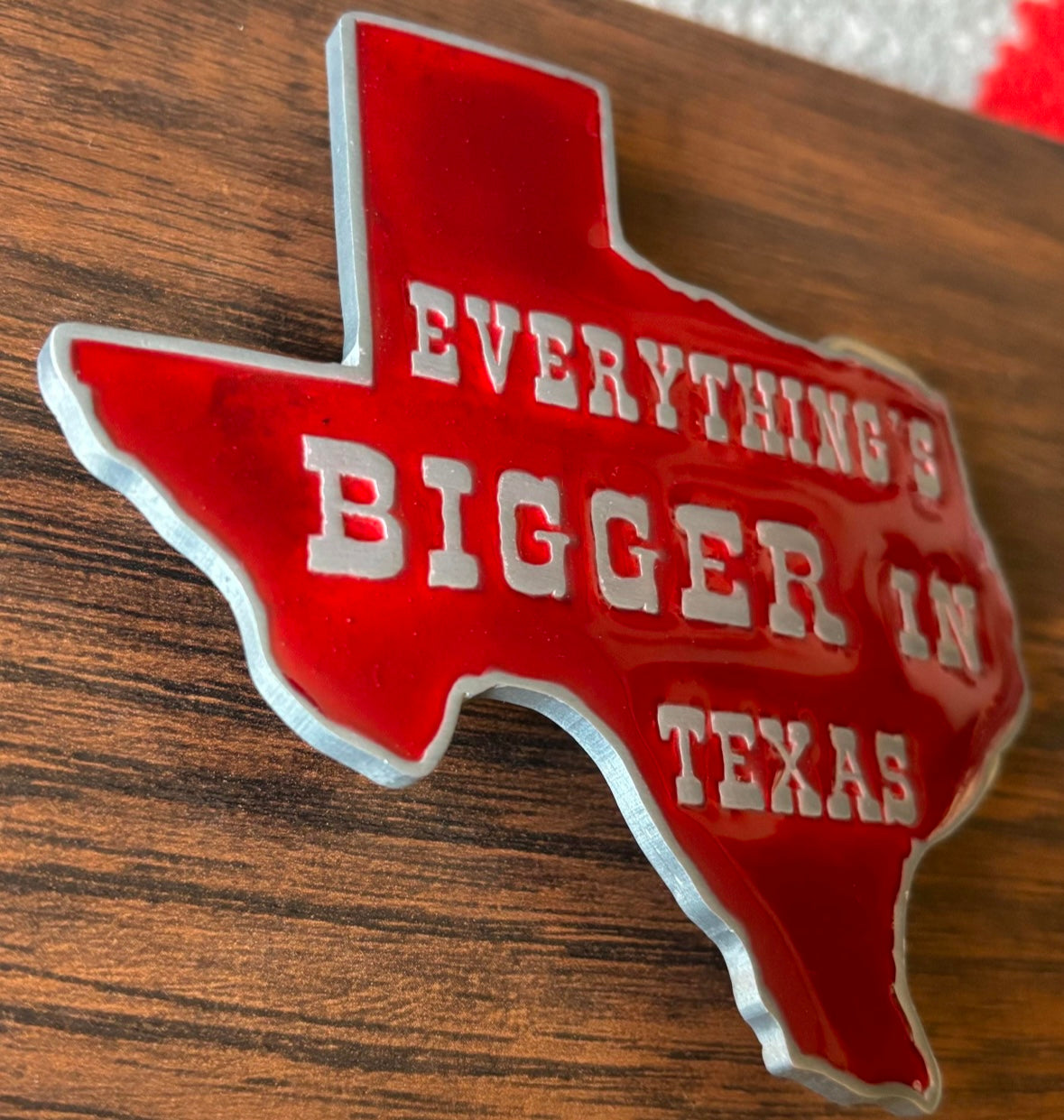 Vintage Western “Everything’s BIGGER in Texas” Enamel Resin Belt Buckle | The Great American Buckle Co.