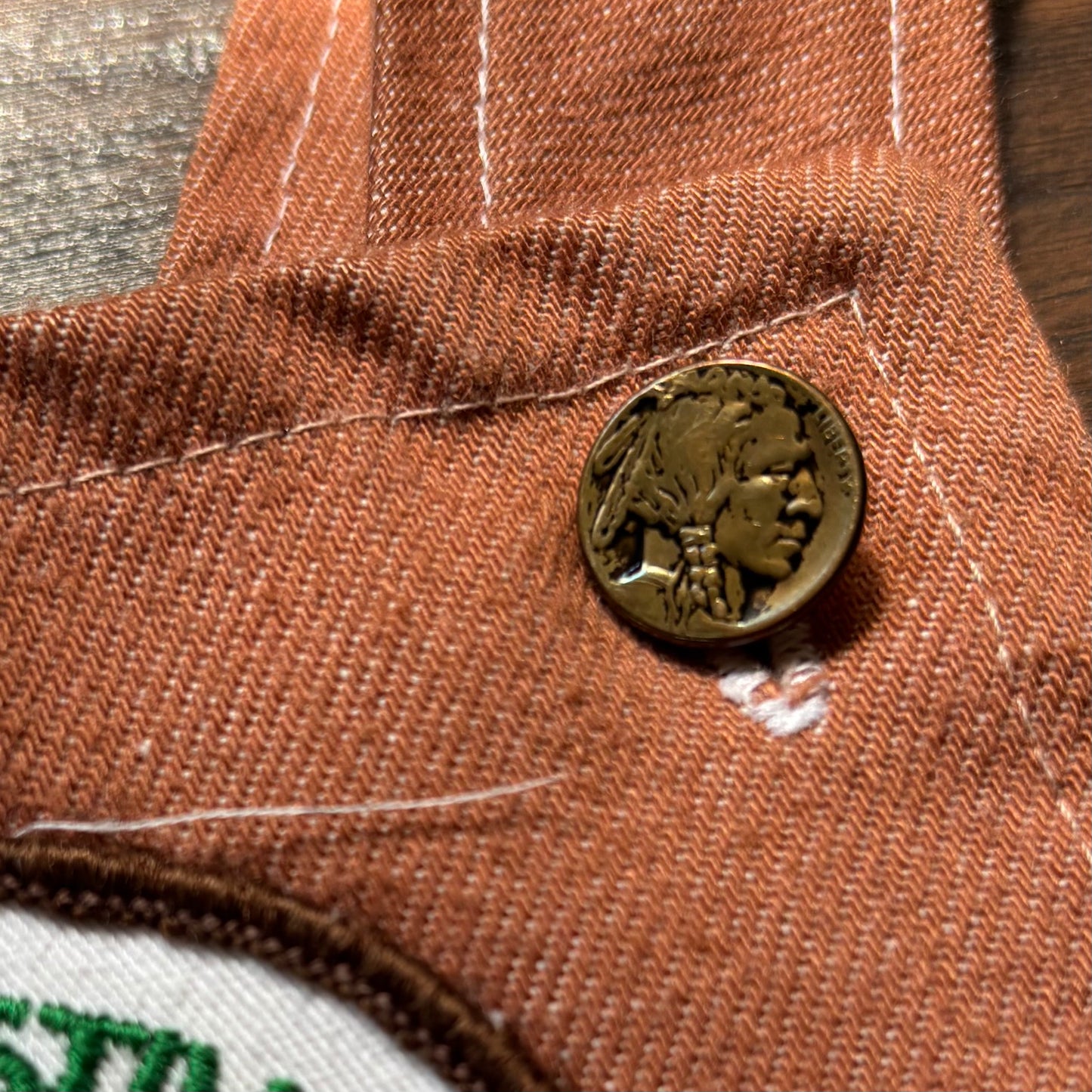 Vintage Handmade Michigan Bean Festival Kids Overalls Fairgrove MI Embroidered Patch 1970s 1980s Farm Festival