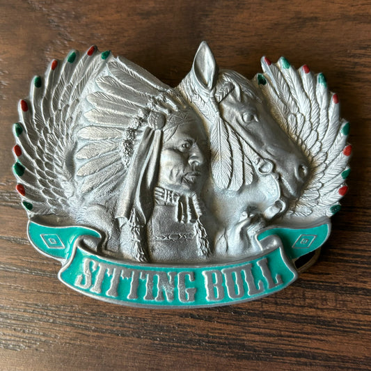 1994 Vintage 3D Sitting Bull Belt Buckle | The Great American Buckle Co