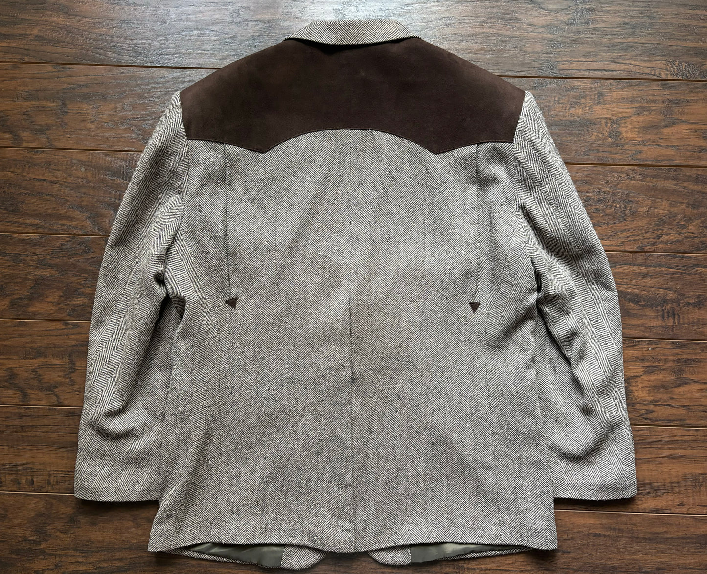 Vintage Western Men’s Herringbone and Suede Roper Blazer