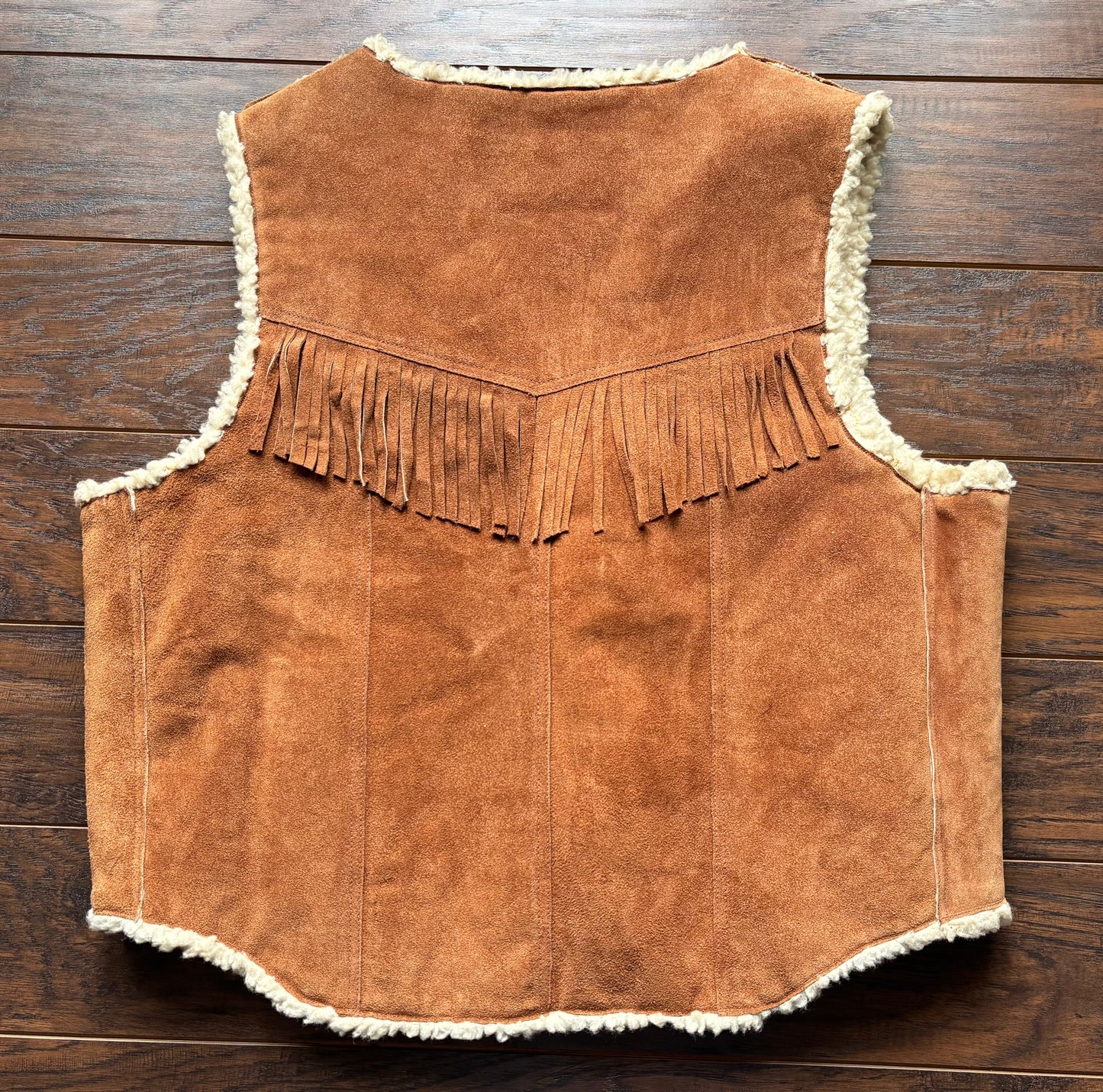 Vintage Western Men’s Steer Brand Suede Vest with Faux Sherpa Lining | Made in Mexico